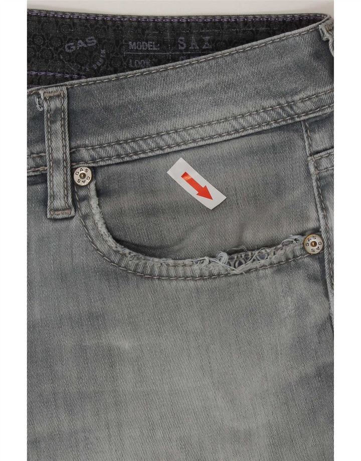 Gas Damen Slim Jeans W32 L29 Graue Baumwolle