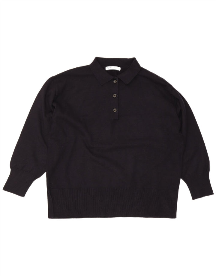 Übergroßer Rollkragenpullover von Zara für Damen, Gr. 14, mittleres Marineblau