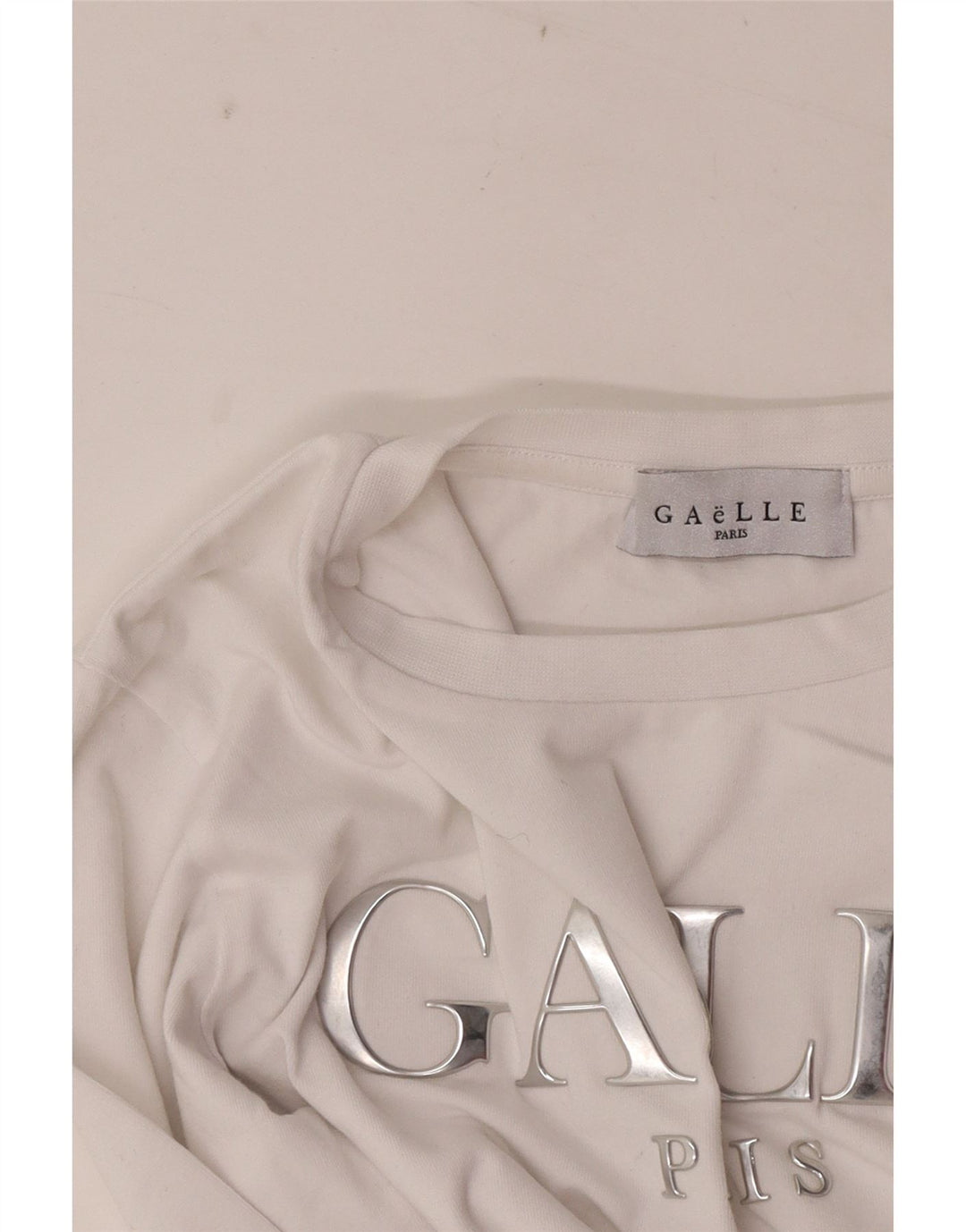 Gaelle Womens Graphic Top Langarm UK 6 XS Weiß