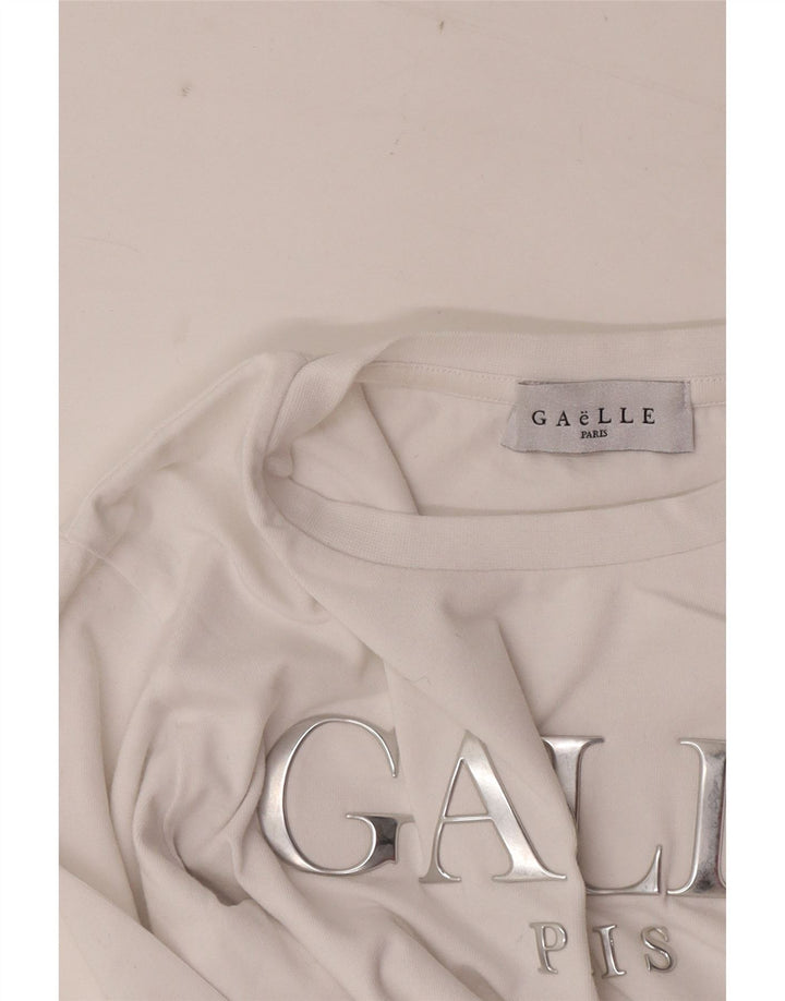 Gaelle Womens Graphic Top Langarm UK 6 XS Weiß