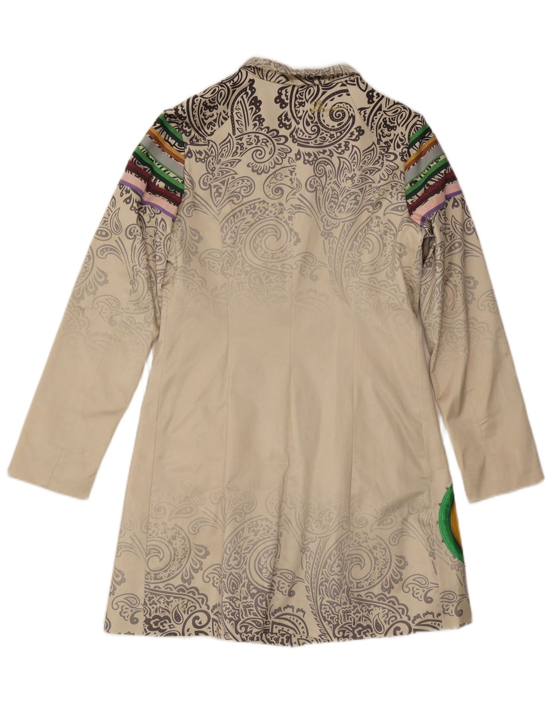 Desigual Damen Mantel EU 40 Mittelweiße Paisley-Baumwolle