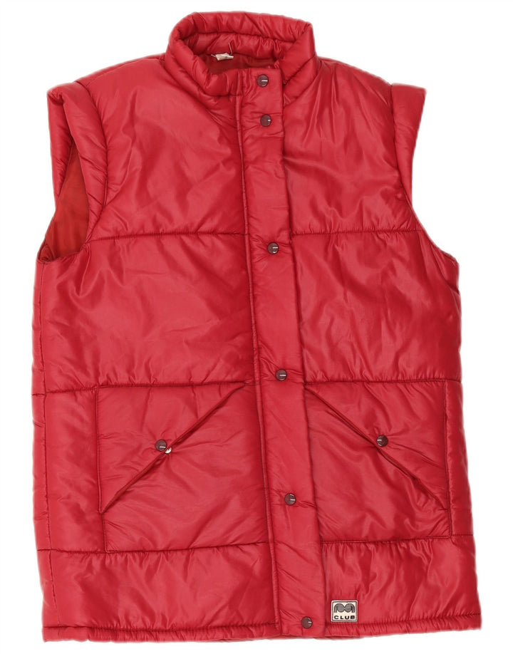 Vintage Damen Wattierte Weste IT 46 Großes rotes Polyamid