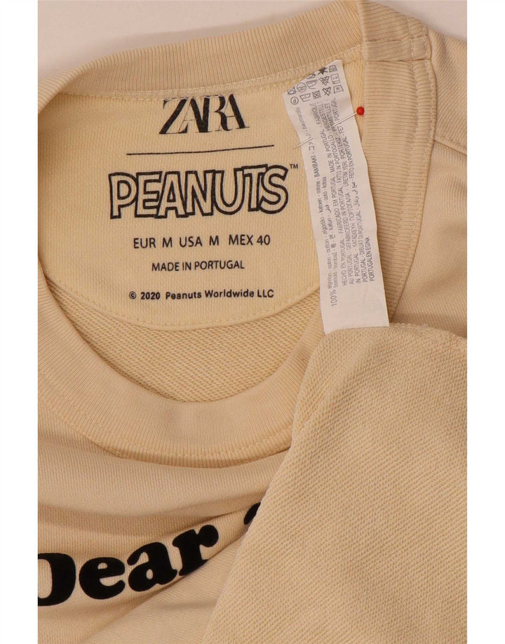 Zara Herren Peanuts Graphic Sweatshirt Pullover Mittelbeige Baumwolle