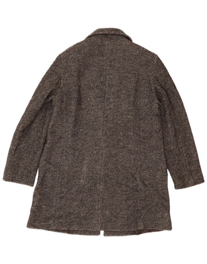 Massimo Dutti Damen 1-Knopf-Blazerjacke UK 14 Mittelgrauer Fischgrätenmuster