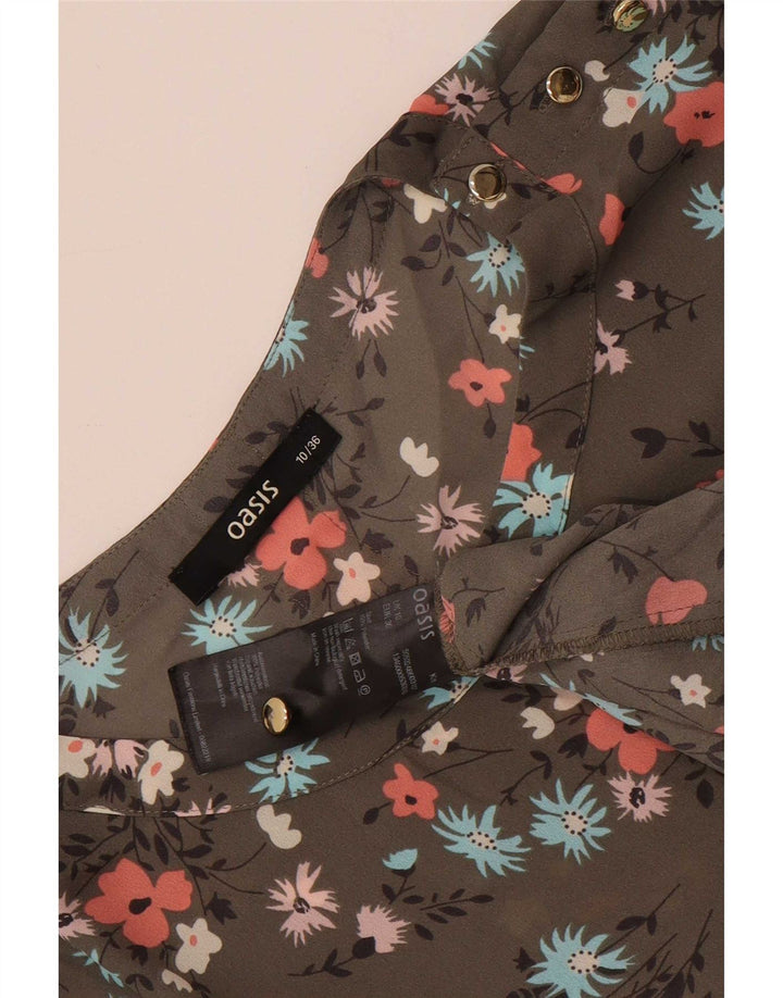 Oasis Damen-Blusenoberteil in Übergröße, UK 10, Größe S, Khaki, Blumenmuster, Polyester