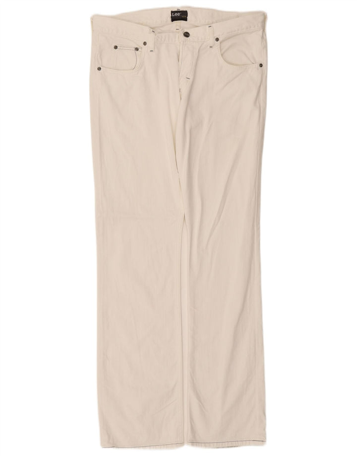 Lee Herren Knox Straight Jeans W36 L34 Weiße Baumwolle