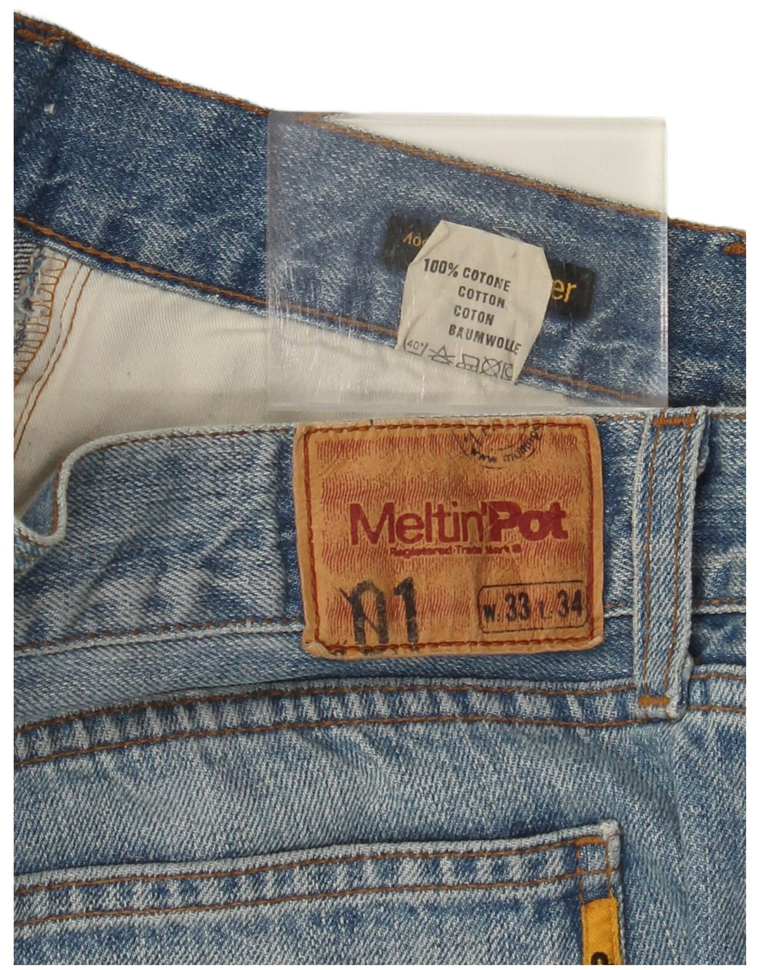 MELTIN' POT Herren Bootcut Jeans W33 L34 Blaue Baumwolle