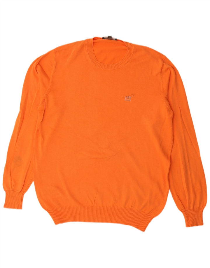Henry Cottons Herren-Pullover mit Rundhalsausschnitt, mittelorange Baumwolle