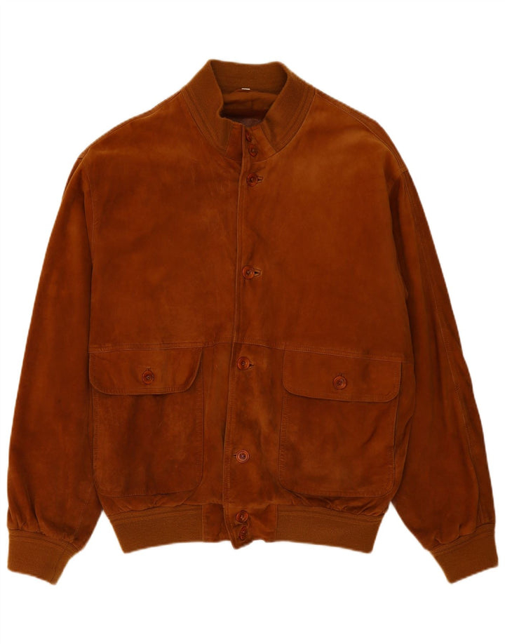 Vintage Herren Wildleder Bomberjacke IT 54 2XL Braunes Leder