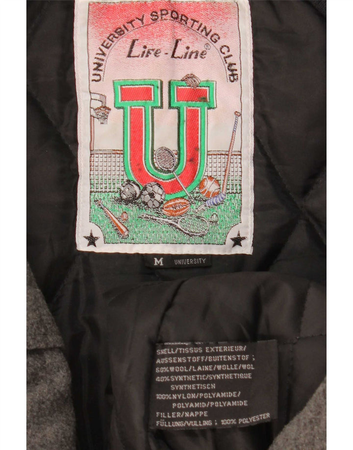 Life Line Herren-Bomberjacke mit Grafik, UK 38, mittelgraue Colourblock-Wolle