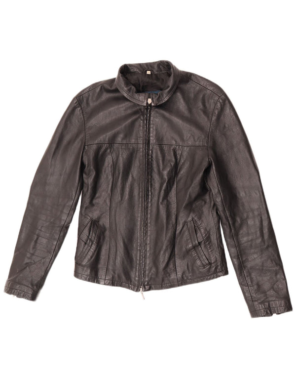 Vintage Damen Lederjacke UK 12 Mittelschwarzes Leder