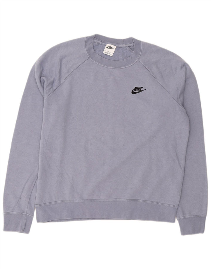 NIKE Damen Sweatshirt Pullover UK 14 Mittelblaue Baumwolle