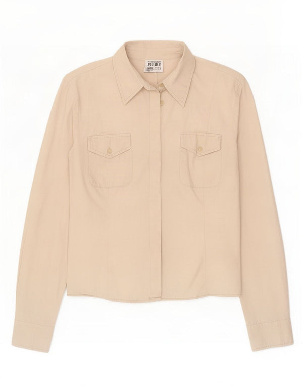 Gianfranco Ferre Damenhemd UK 10 Small Beige Baumwolle
