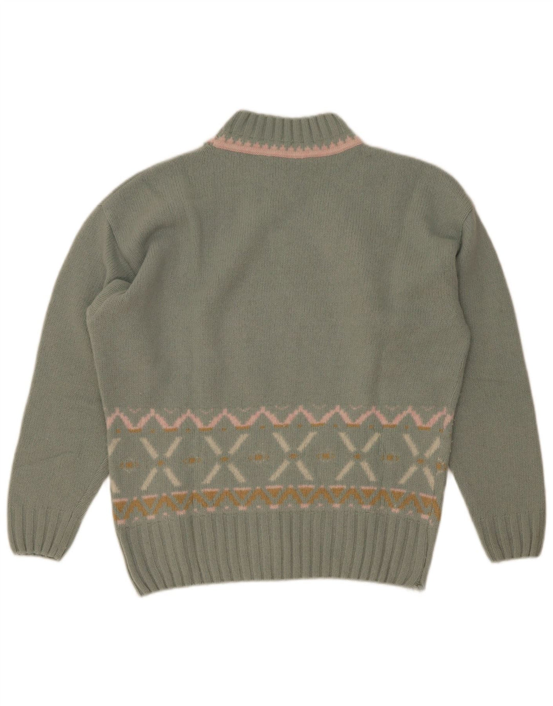 Maximilian Rollkragenpullover für Damen, UK 14, Mittelgrün, Fair Isle