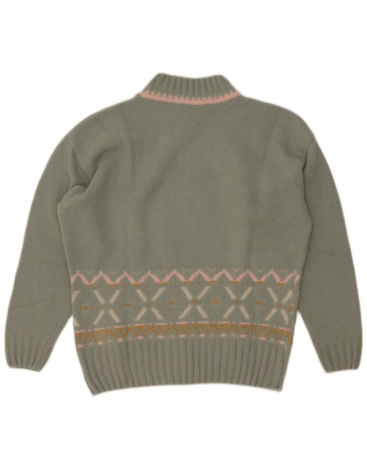 Maximilian Rollkragenpullover für Damen, UK 14, Mittelgrün, Fair Isle
