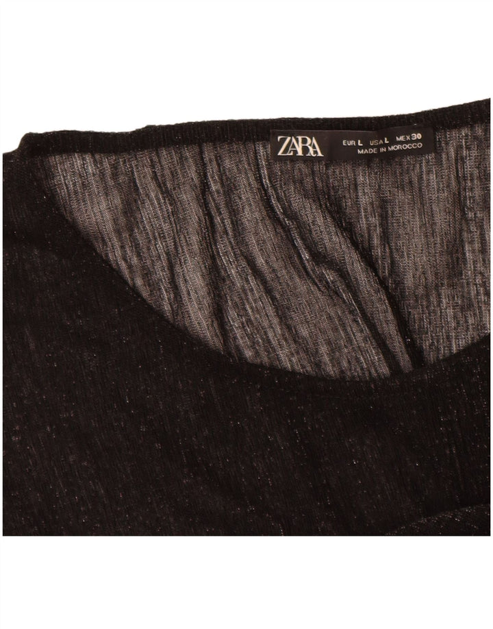 Zara Damen-Blusenoberteil, UK-Größe 46, groß, schwarz gefleckt