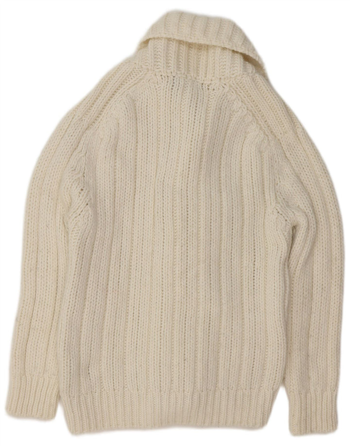 Zara Herren-Cardigan-Pullover aus mittelweißer Wolle