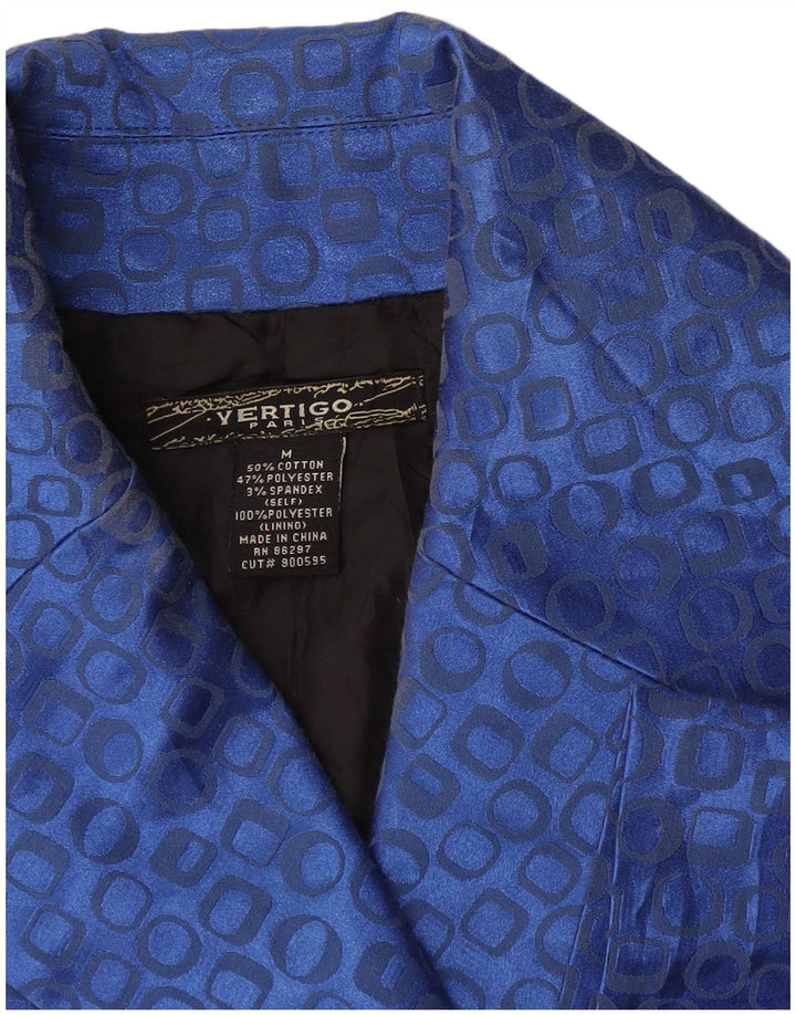 Vertigo Damen Crop Blazer Jacke UK 14 Mittelblau Geometrisch