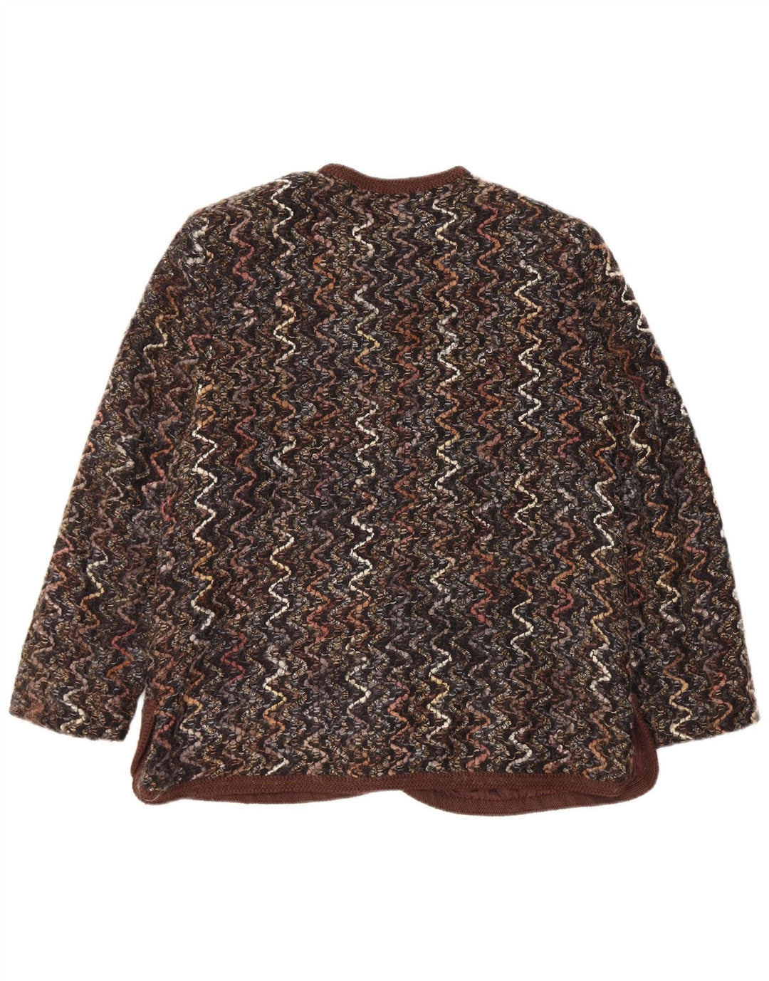 Maglificio Damen 5-Knopf-Blazerjacke UK 16 Große braune Chevron-Wolle