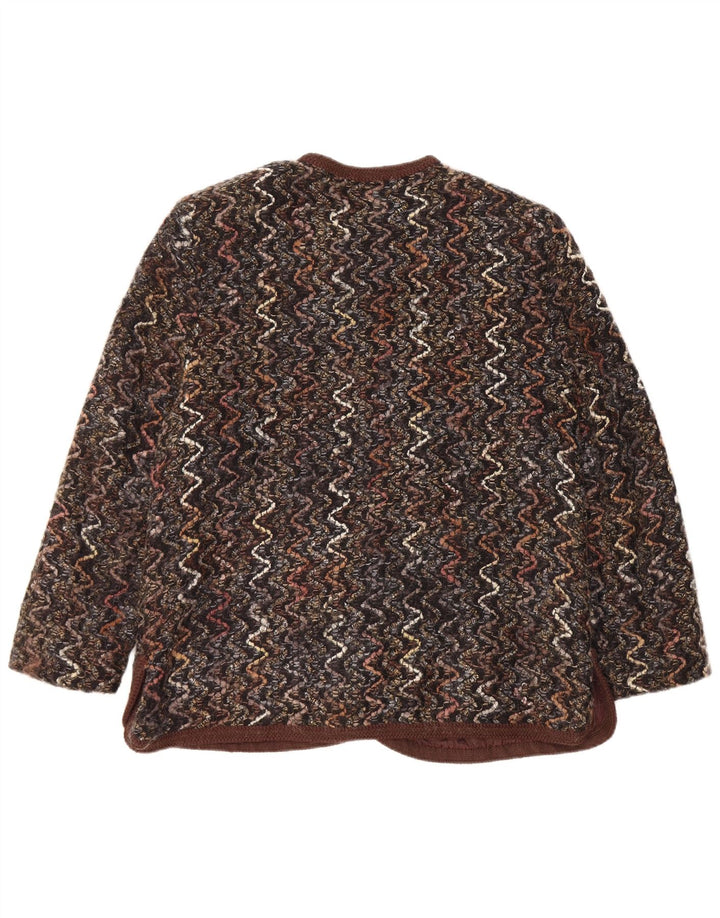 Maglificio Damen 5-Knopf-Blazerjacke UK 16 Große braune Chevron-Wolle