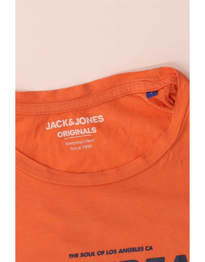 Jack & Jones Herren-T-Shirt mit Grafik, Größe L, Orange, Baumwolle
