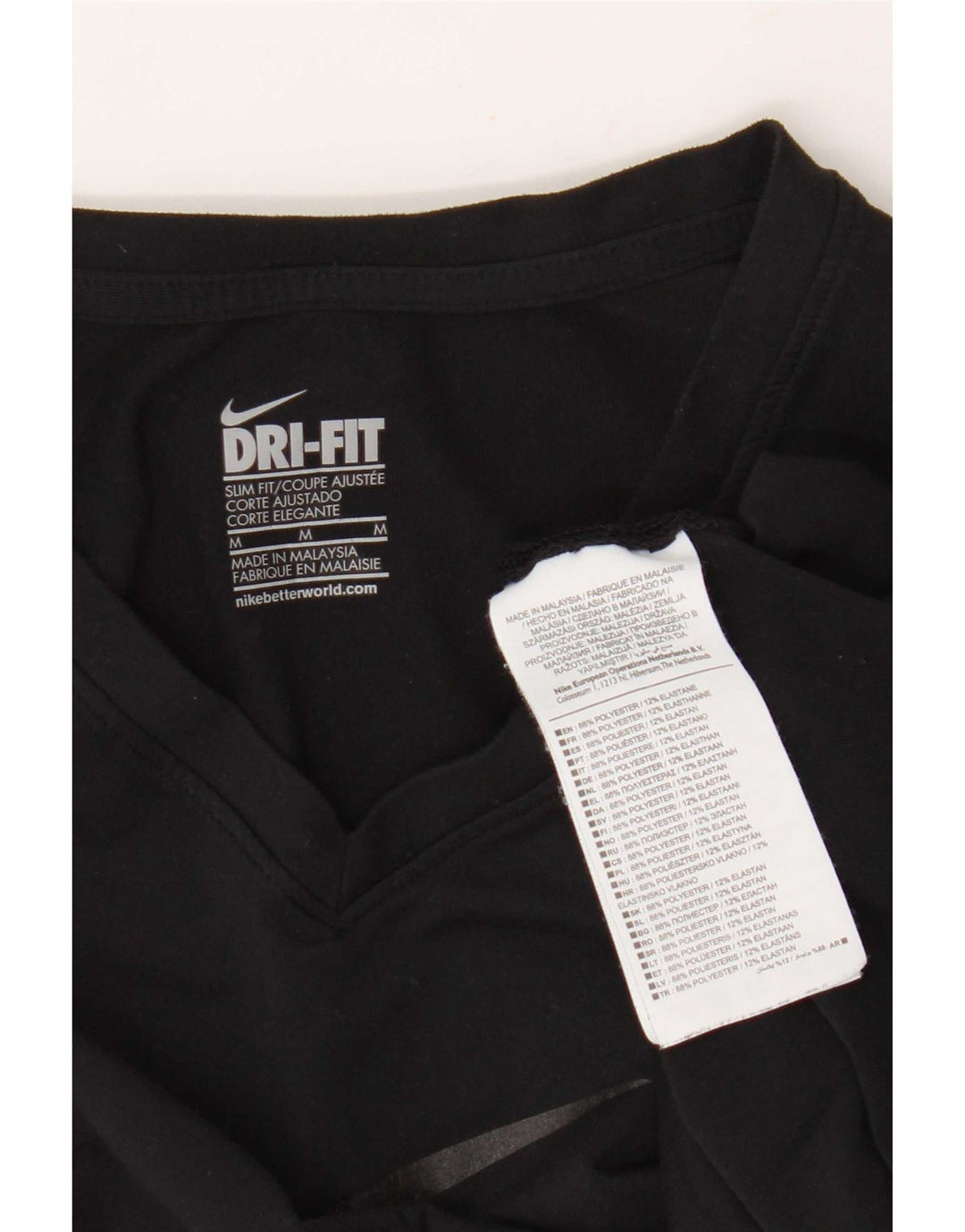 Nike Damen Dri Fit Slim Graphic T-Shirt Top UK 12 Medium Schwarz Polyester