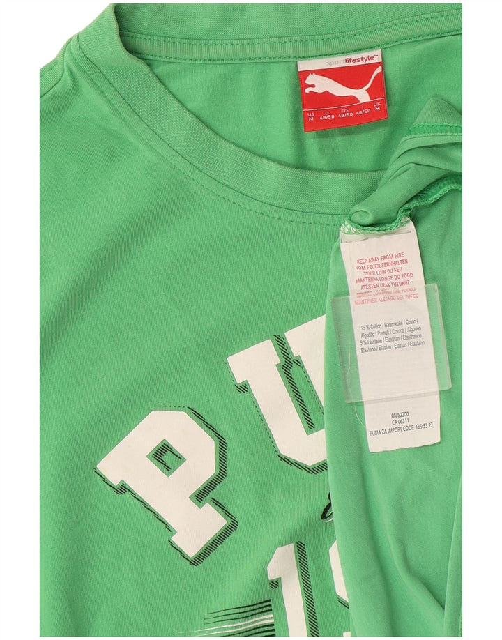 Puma Herren Grafik-T-Shirt-Oberteil aus mittelgrüner Baumwolle
