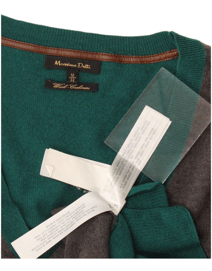 Massimo Dutti Damen-Cardigan-Pullover UK 14 Mittelgrüne Colourblock-Wolle