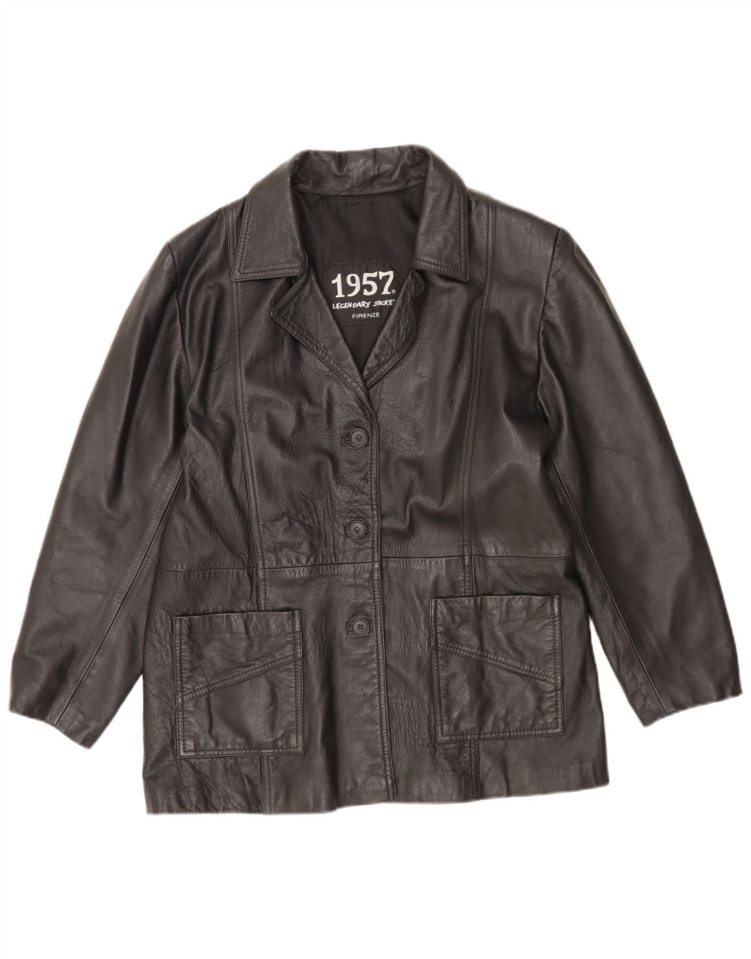 1957 Legendäre Damenlederjacke UK 14 Mittelschwarzes Leder