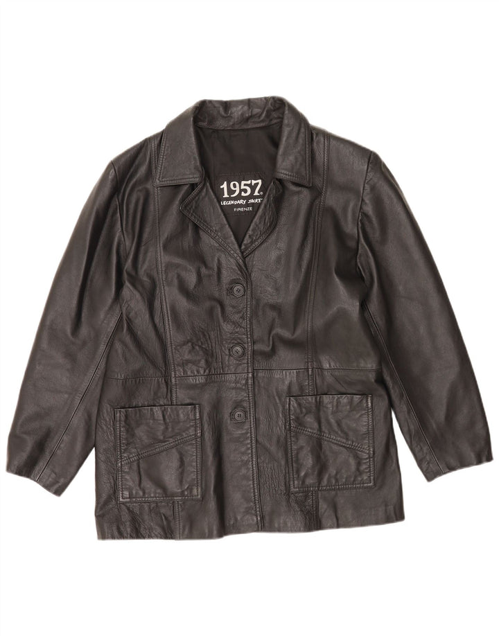 1957 Legendäre Damenlederjacke UK 14 Mittelschwarzes Leder