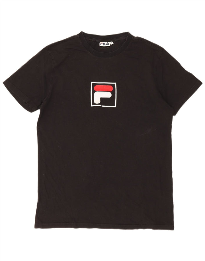 Fila Herren Grafik-T-Shirt-Oberteil aus mittelschwarzer Baumwolle