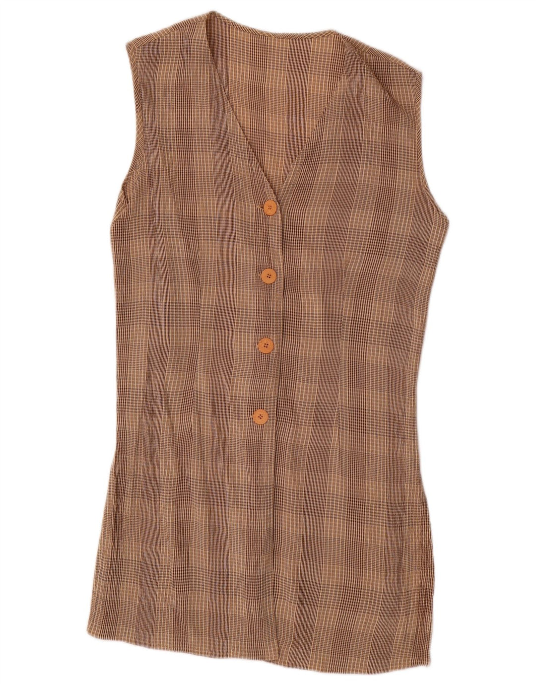 VINTAGE Damen 4-Knopf-2-teiliges Set UK 10 Small W28 Braun kariertes Acetat