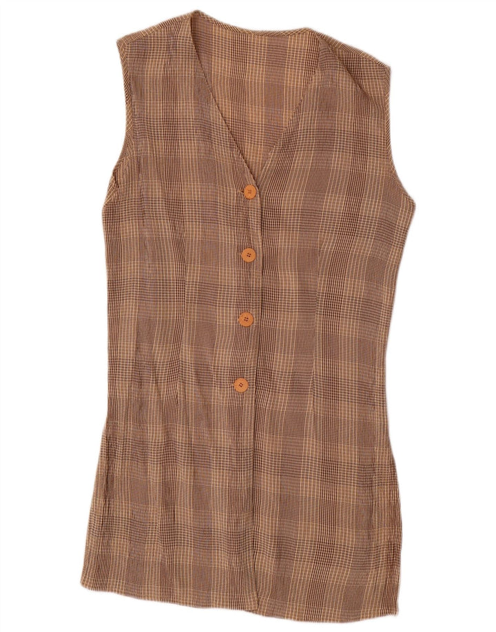 VINTAGE Damen 4-Knopf-2-teiliges Set UK 10 Small W28 Braun kariertes Acetat