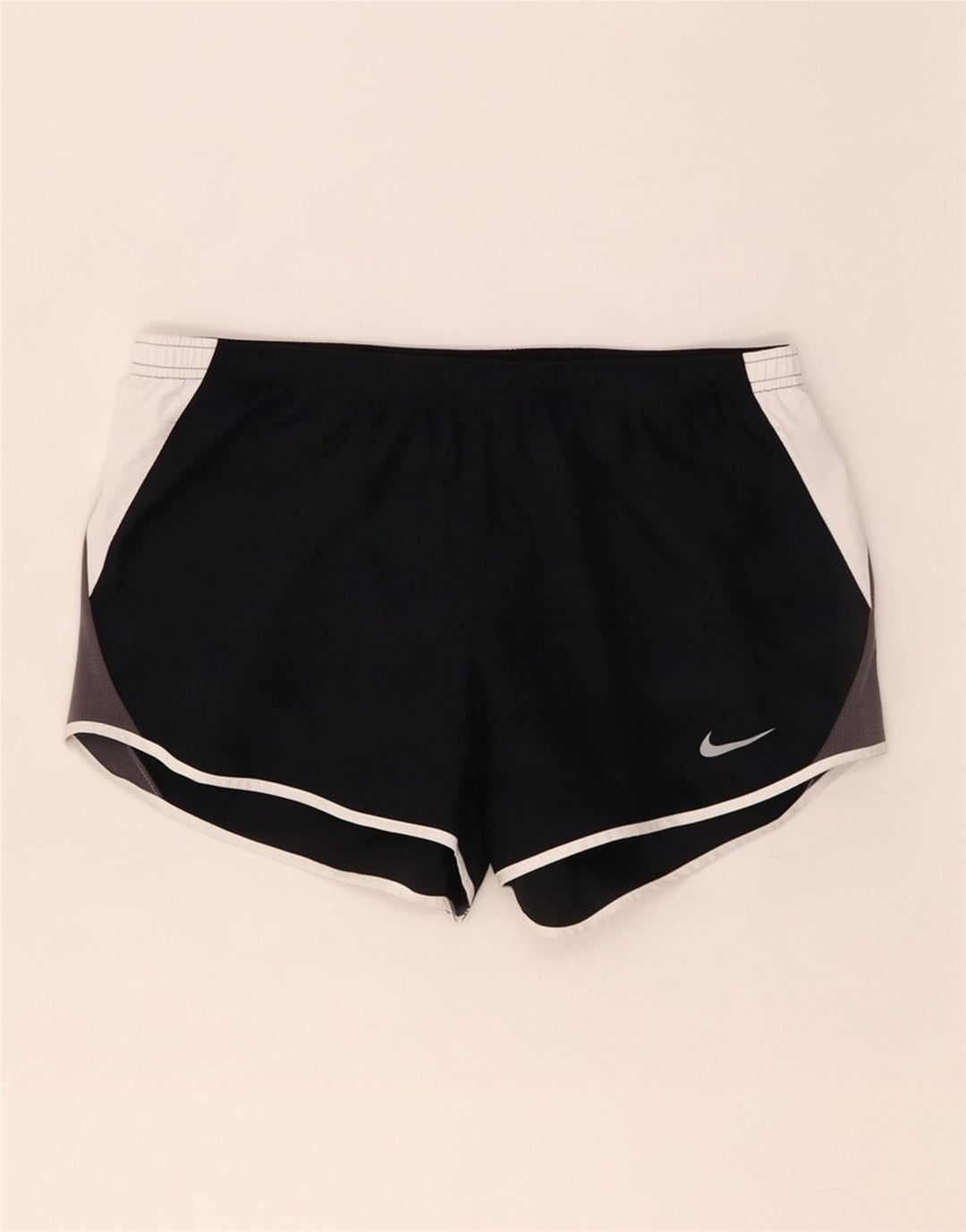 Nike Damen Dri Fit Sport Shorts UK 14 Mittelschwarzes Colourblock-Polyester