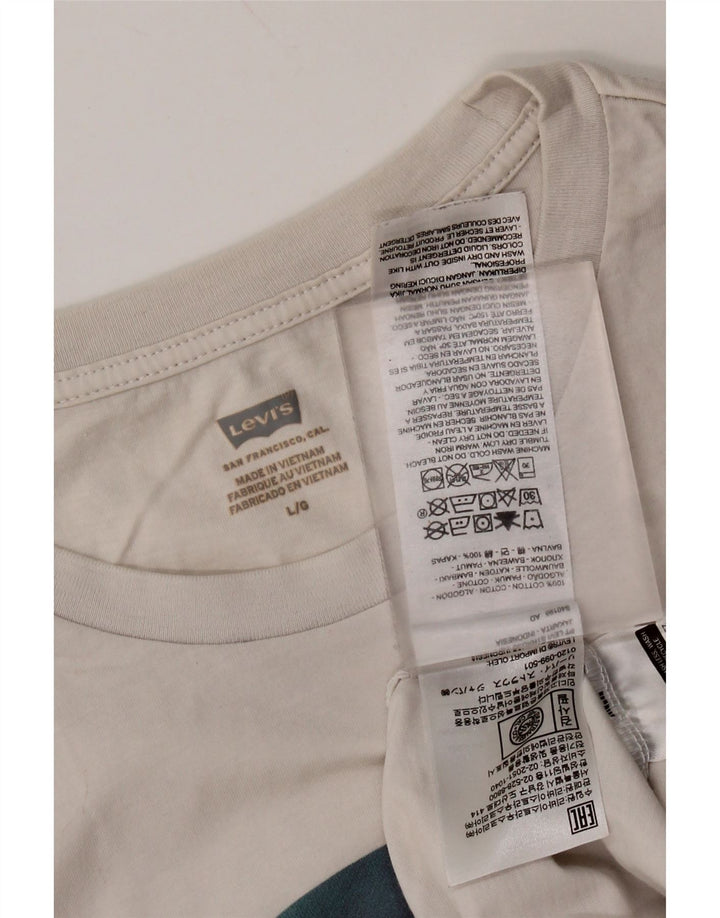LEVI'S Herren-T-Shirt mit Grafik, Größe L, cremefarbene Baumwolle