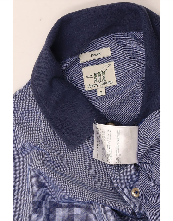 Henry Cottons Slim Fit Herren-Poloshirt aus mittelblauer Baumwolle
