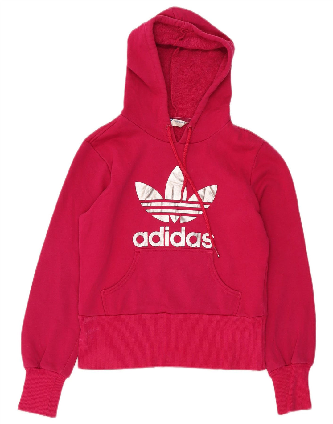 ADIDAS Damen Crop Graphic Hoodie Pullover IT 36 XS Rosa Baumwolle