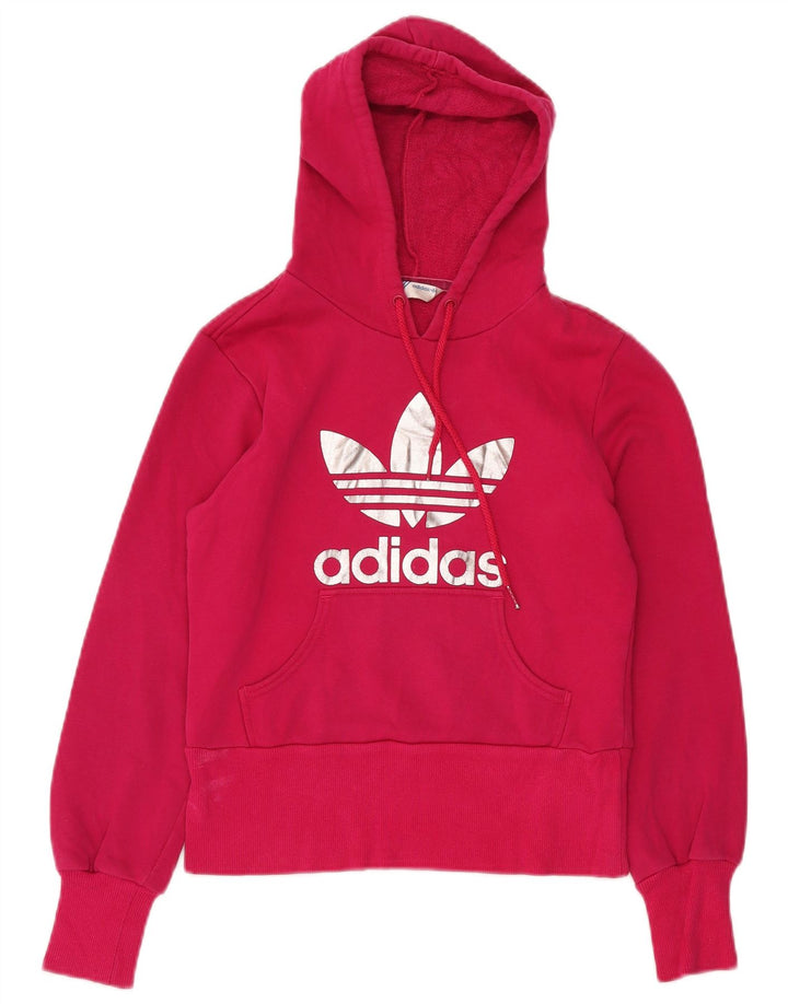 ADIDAS Damen Crop Graphic Hoodie Pullover IT 36 XS Rosa Baumwolle
