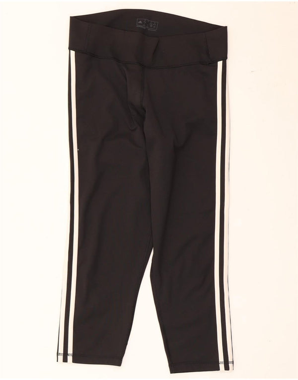 Adidas Damen Aeroready Capri Leggings UK 16/18 Large Schwarz