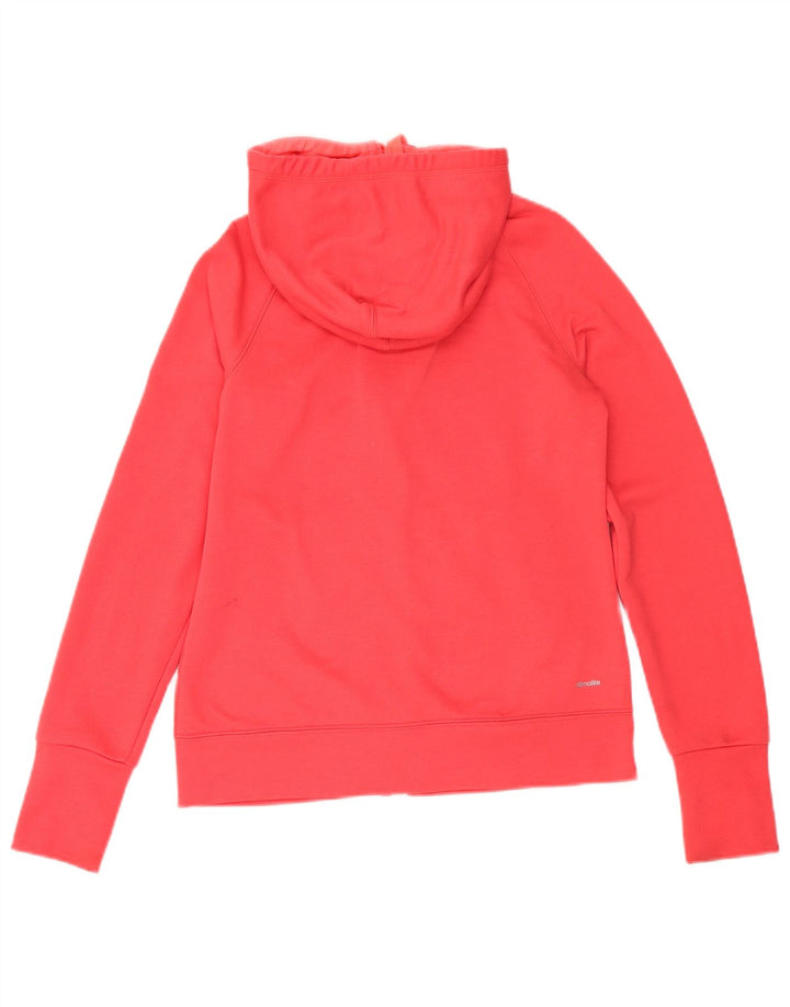 ADIDAS Womens Climalite Zip Hoodie Sweater UK 8/10 Small Red Polyester