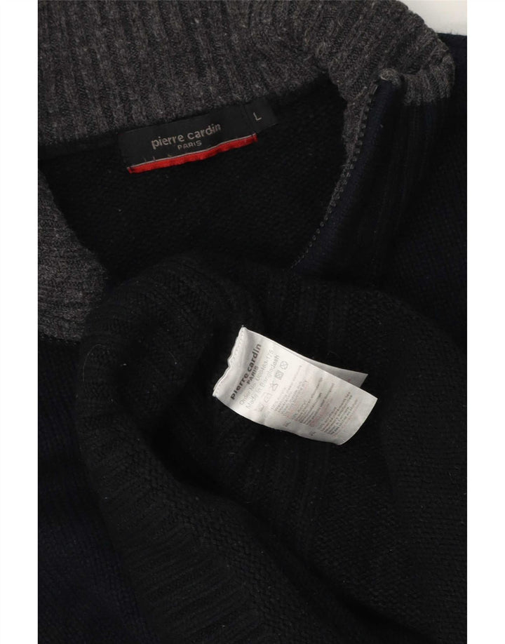 Pierre Cardin Herren-Pullover mit Reißverschluss am Hals, groß, aus schwarzem Acryl