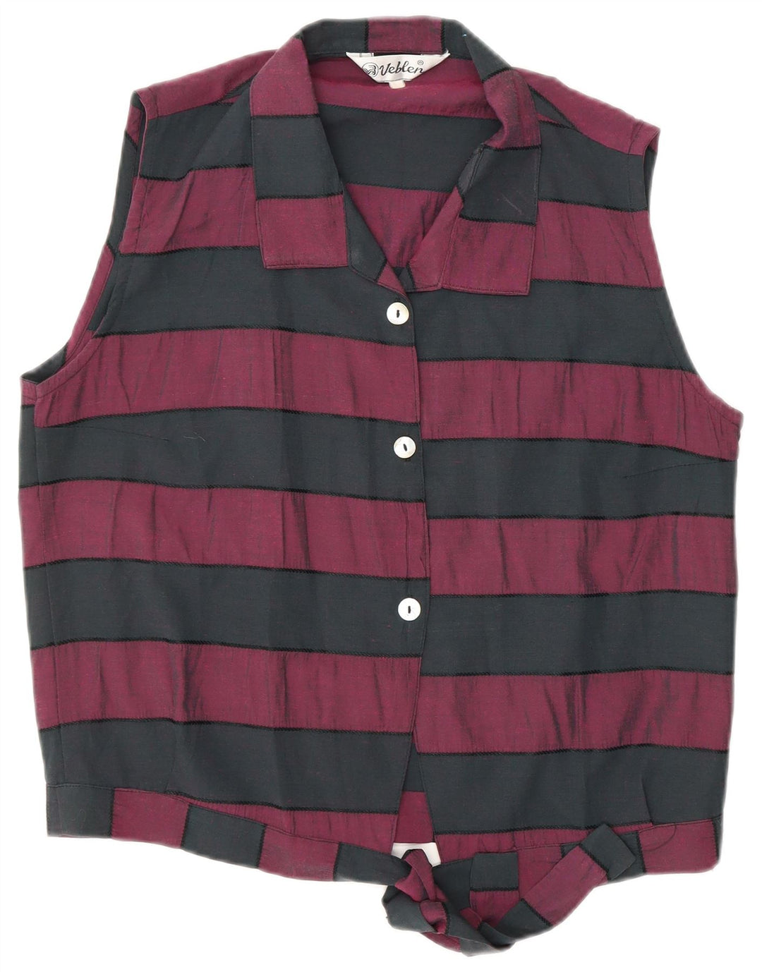 VINTAGE Damen-Hemdbluse mit Vorderkrawatte, UK 16, mittelschwarz gestreift