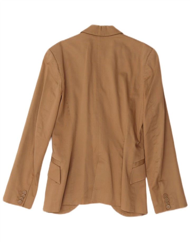 Zara Damen 1-Knopf-Blazerjacke UK 6 XS Braune Baumwolle