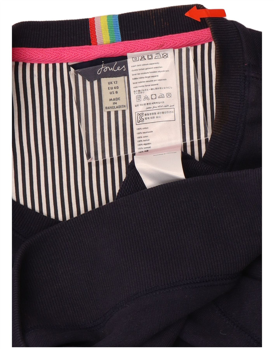 JOULES Damen-Sweatshirt in Übergröße, Größe M, Marineblau, Baumwolle, UK 12