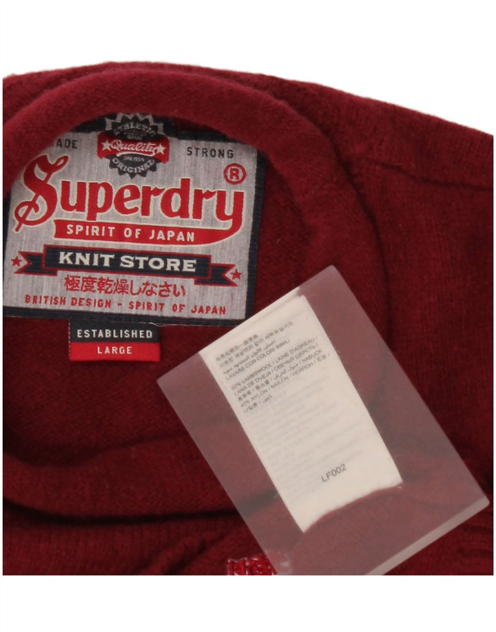 SUPERDRY Rollkragenpullover für Herren, groß, bordeauxrote Lammwolle