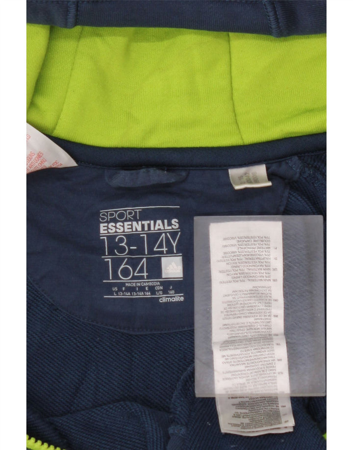 ADIDAS Jungen Climalite Zip Hoodie Pullover 13-14 Jahre Marineblau Polyester