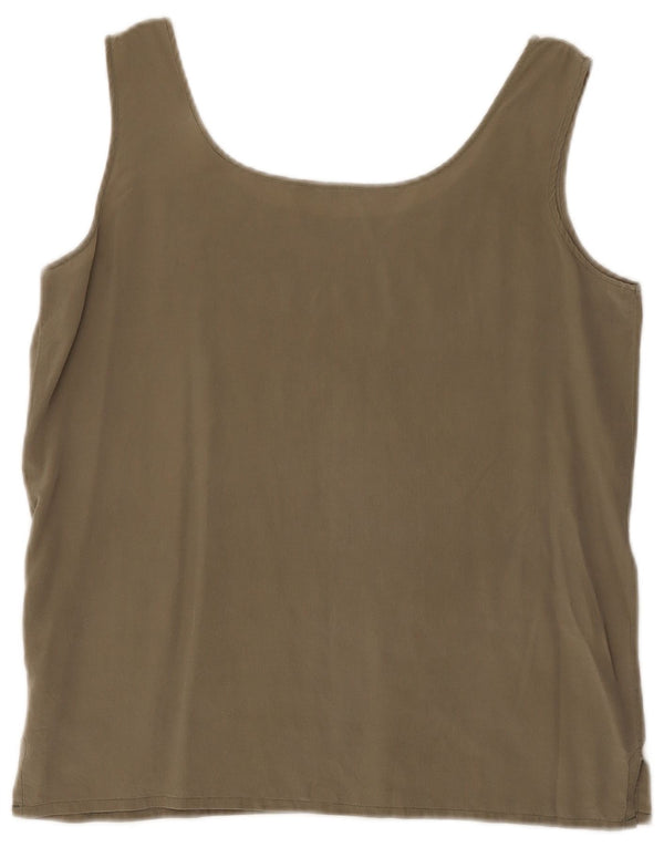 Vintage Damen Cami Top UK 14 Medium Khaki Seide