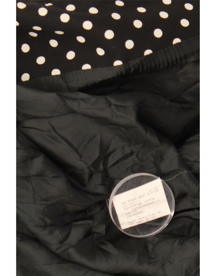 VINTAGE Damen Kurzarm-Blazerjacke UK 12 Medium Black Polka Dot