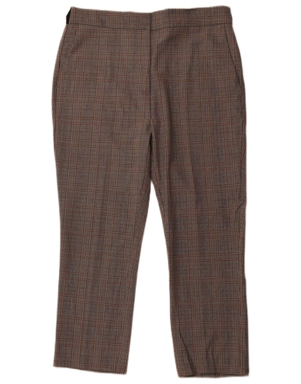 ZARA Damen Tapered Cropped-Hose XL W32 L24 Graues Hahnentritt-Polyester