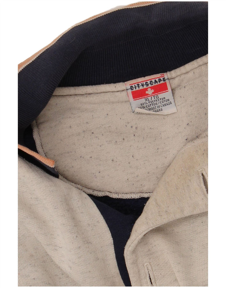 Vintage Herren-Sweatshirt mit Rollkragen, XL, Marineblau, Farbblock-Polyester